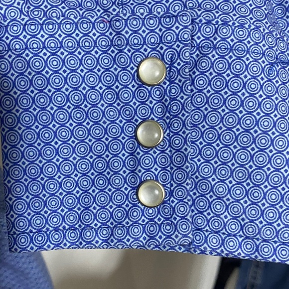 WRANGLER WRANCHER MENS SIZE 2XT(Tall)PEARL SNAP BUTTONS BLUE CIRCLE DESIGN SHIRT - Picture 8 of 12